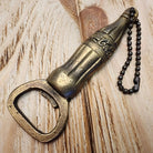 Coca - Cola Bottle Solid Brass Bottle Opener With Raised Lettering & Chain (4.5" x 2") - Jones Peak