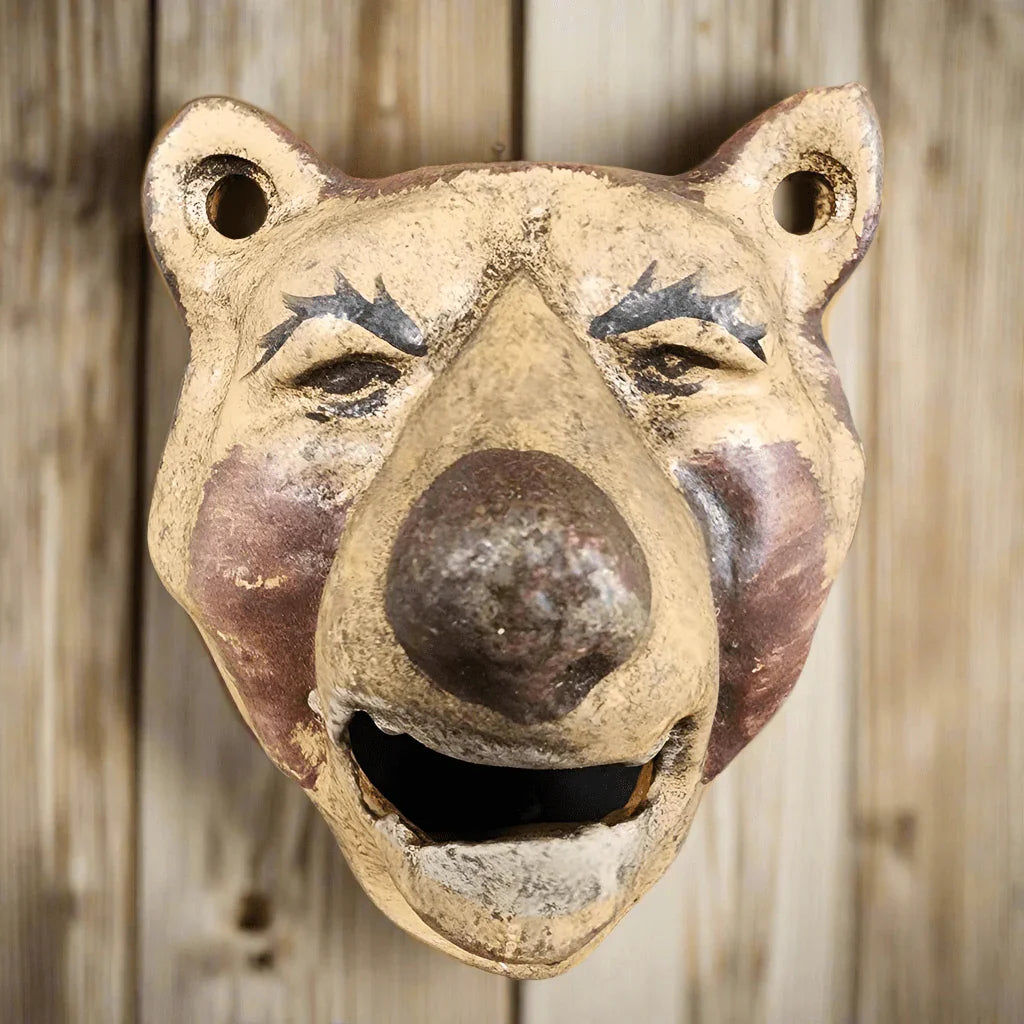 Grizzly Bear Bottle Opener Cast Iron Wall Mounted With Antique Finish (5" x 2.75") - Jones Peak