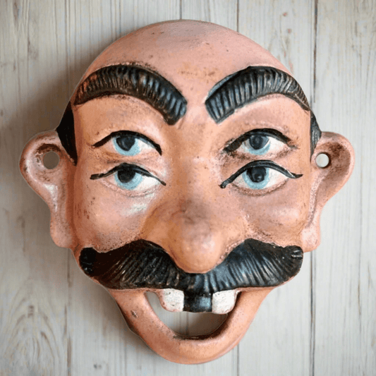 Man Four - Eyed Wall Mounted Cast Iron Bottle Opener With Painted Antique Finish (3.5" x 3.5") - Jones Peak