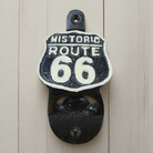 Route 66 Cast Iron Wall Mounted Bottle Opener With Raised Detail (4.5" x 2.25") - Jones Peak