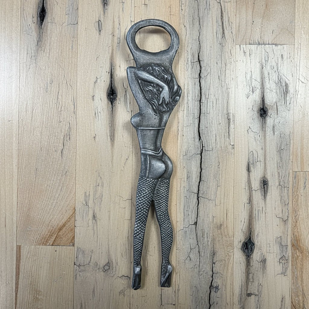 Showgirl Bottle Opener Aluminum With Raised Detail & Antique Finish (8" Tall) - Jones Peak