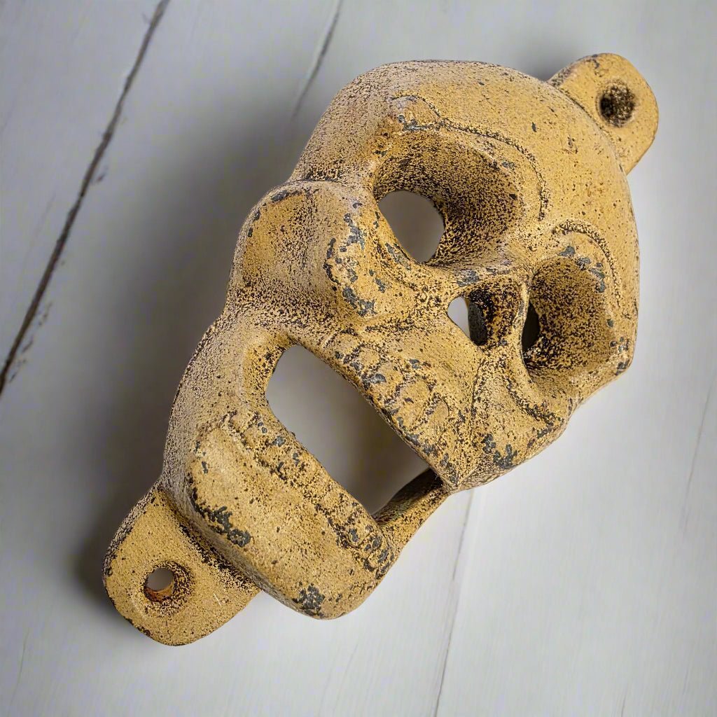 Skull Cast Iron Wall Mounted Bottle Opener With Antique Finish (5" x 2.75") - Jones Peak