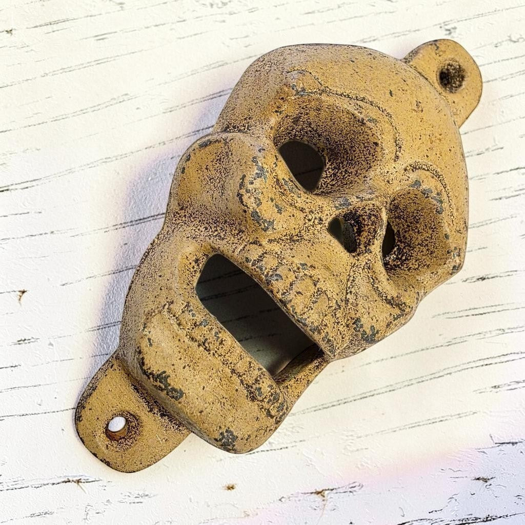 Skull Cast Iron Wall Mounted Bottle Opener With Antique Finish (5" x 2.75") - Jones Peak