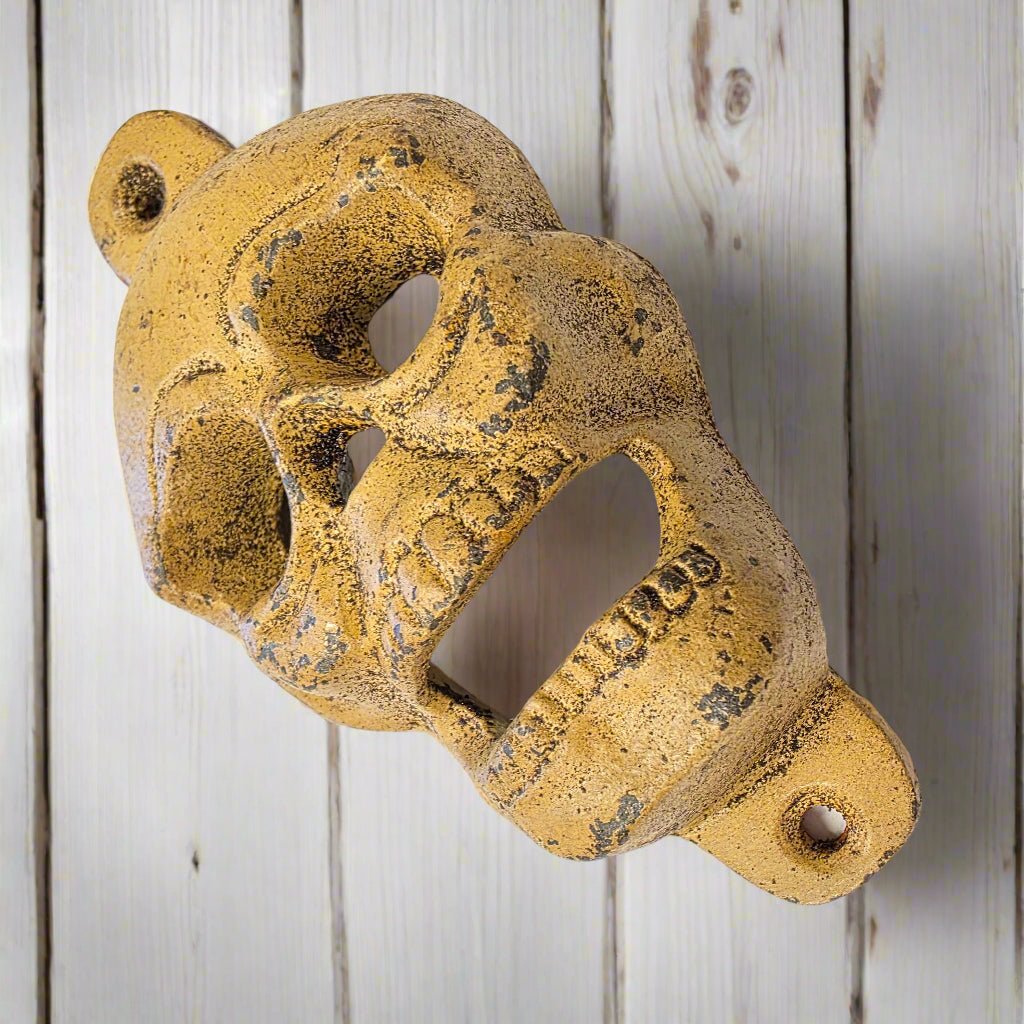 Skull Cast Iron Wall Mounted Bottle Opener With Antique Finish (5" x 2.75") - Jones Peak