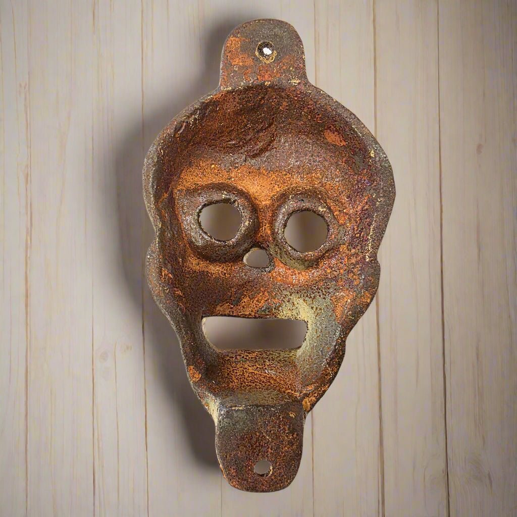 Skull Cast Iron Wall Mounted Bottle Opener With Antique Finish (5" x 2.75") - Jones Peak