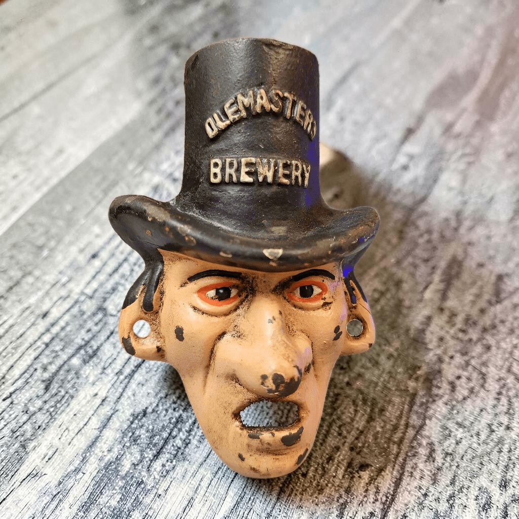 Warlock Olemasters Brewery Cast Iron Wall Mounted Bottle Opener With Painted Antique Finish (4.5" x 3") - Jones Peak