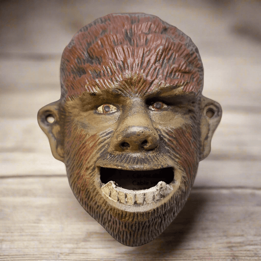 Wolfman Cast Iron Wall Mounted Bottle Opener With Painted Antique Finish (4" x 3" x 1.5") - Jones Peak