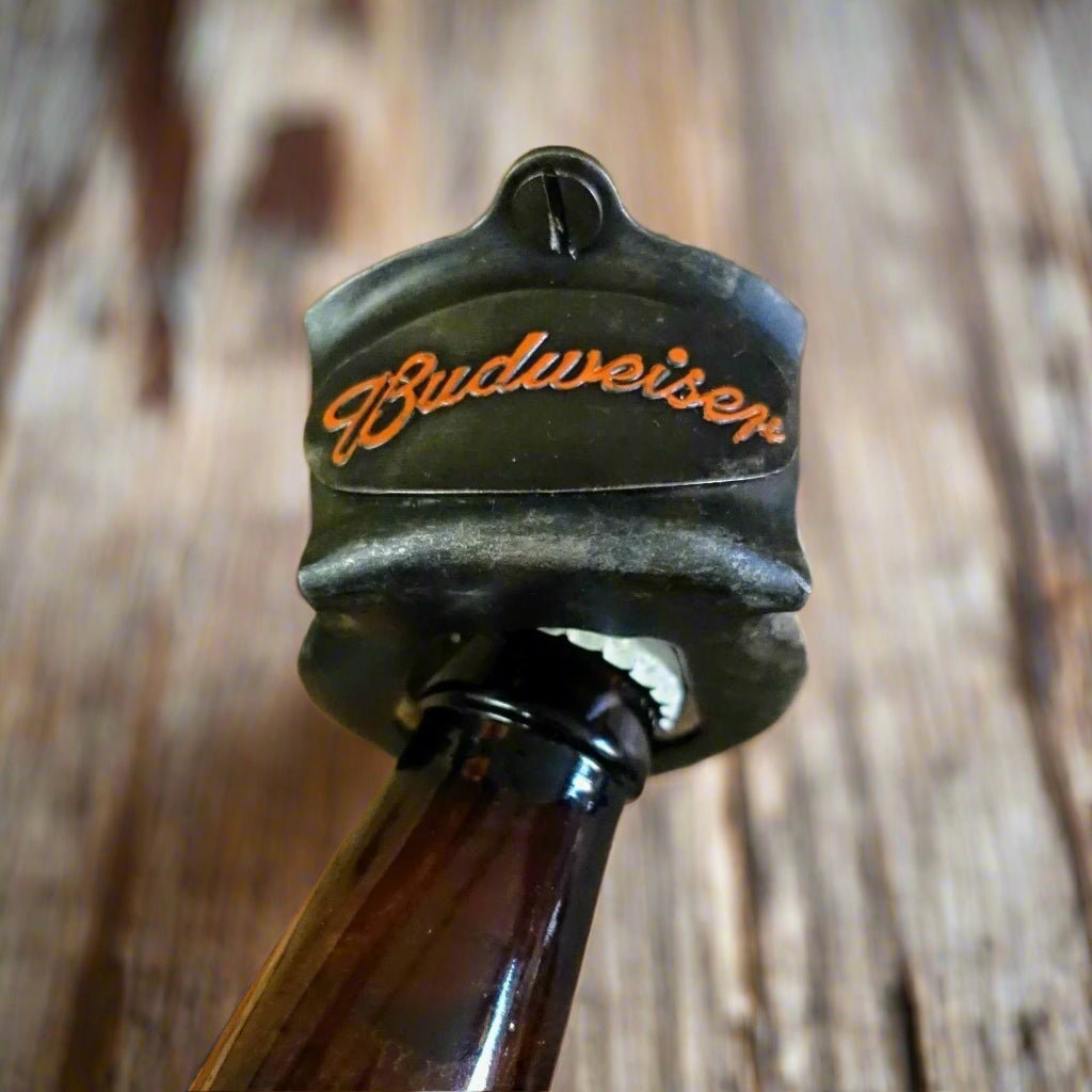 Budweiser Wall Mounted Bottle Opener Die Cast With Painted Antique Finish (2.5" x 3.25") - Jones Peak