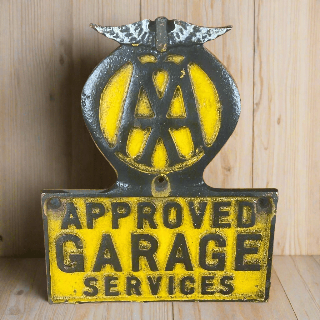 AAA Automobile Club Approved Garage Services Cast Iron Plaque With Raised Lettering And Painted Antique Finish (11" x 9") - Jones Peak