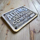 Adams Express Company Strong Box Solid Brass Plaque With Raised Detail & Antique Finish (4.5" x 3.5") - Jones Peak