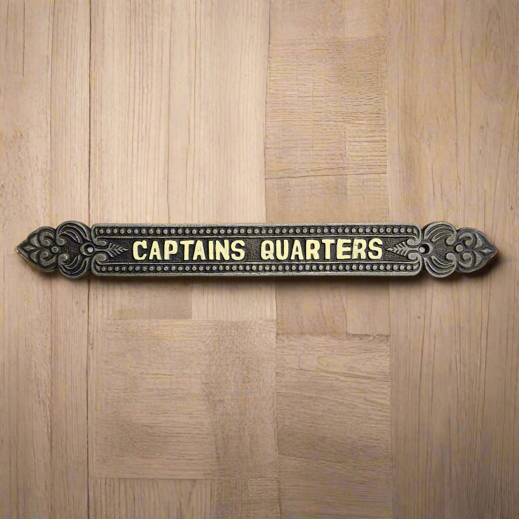 Captains Quarters Aluminum Painted Plaque With Antique Finish (12" x 1.5") - Jones Peak
