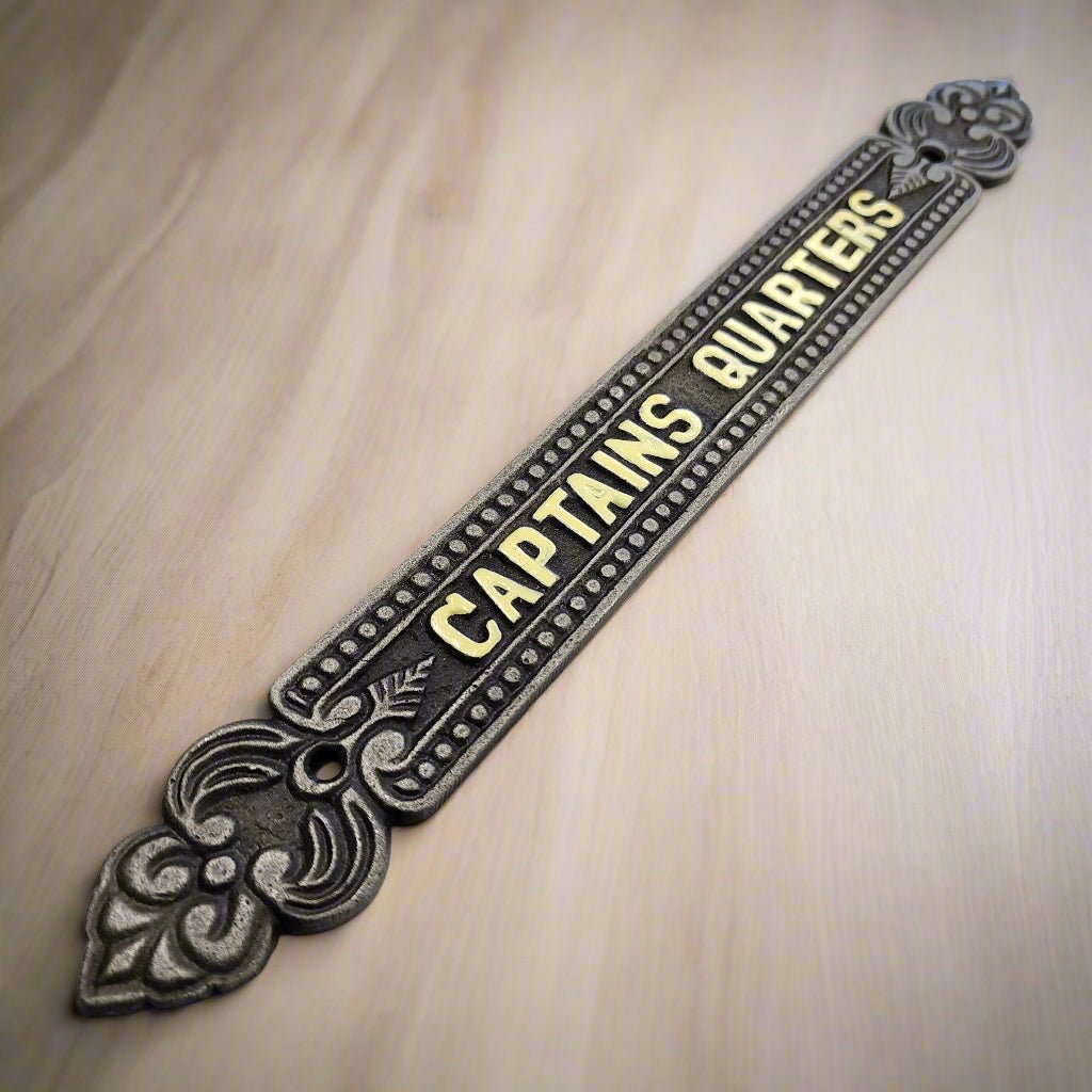 Captains Quarters Aluminum Painted Plaque With Antique Finish (12" x 1.5") - Jones Peak