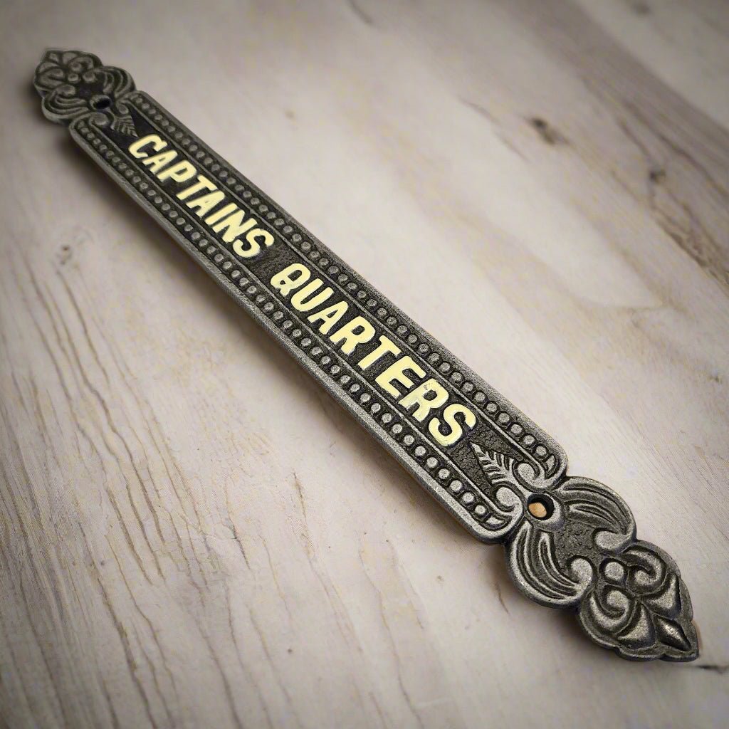 Captains Quarters Aluminum Painted Plaque With Antique Finish (12" x 1.5") - Jones Peak