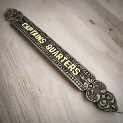 Captains Quarters Aluminum Painted Plaque With Antique Finish (12" x 1.5") - Jones Peak