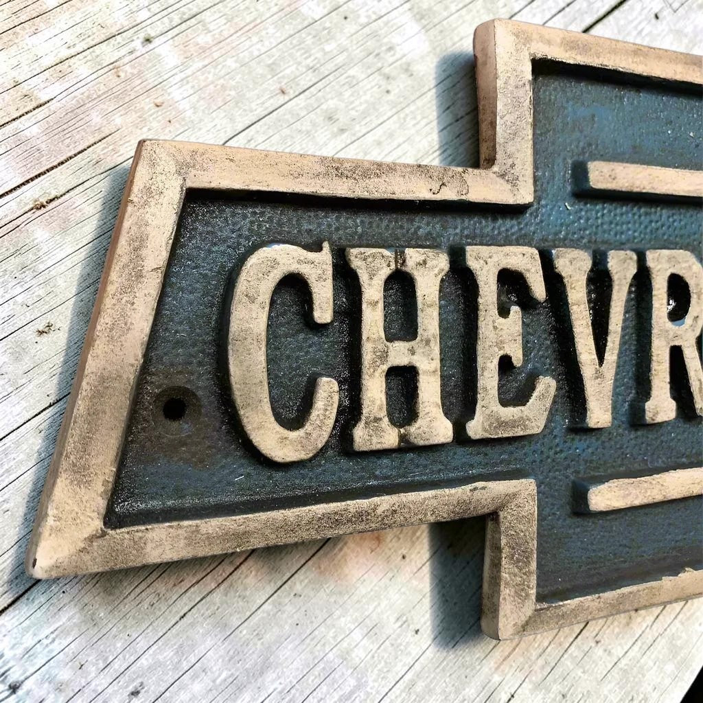 Chevrolet Cast Iron Embossed Plaque With Painted Antique Finish (9.5" x 5") - Jones Peak