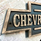 Chevrolet Cast Iron Embossed Plaque With Painted Antique Finish (9.5" x 5") - Jones Peak