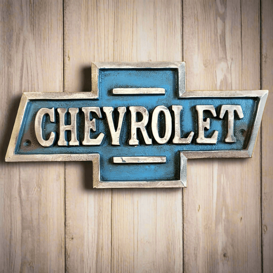 Chevrolet Cast Iron Embossed Plaque With Painted Antique Finish (9.5" x 5") - Jones Peak