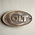 Colt Solid Brass Plaque With Raised Lettering & Antique Finish (5" x 2.75") - Jones Peak