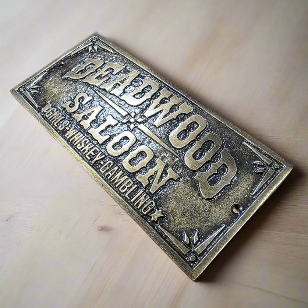Deadwood Saloon Girls Whiskey Gambling Plaque With Raised Lettering & Antique Finish (7.5" x 3.5") - Jones Peak