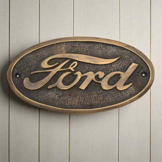 Ford Solid Brass Embossed Plaque With Antique Finish (6.25" x 3.5") - Jones Peak