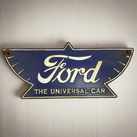 Ford Universal Car Wings Cast Iron Plaque With Raised Lettering (14" x 7") - Jones Peak