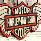 Motorcycle Wings Solid Cast Iron Plaque With Painted Antique Finish (15" x 6") - Jones Peak