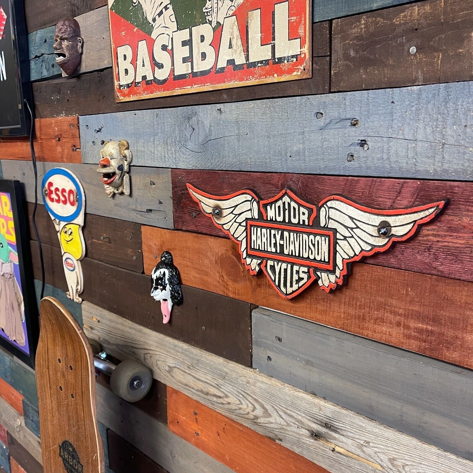 Motorcycle Wings Solid Cast Iron Plaque With Painted Antique Finish (15" x 6") - Jones Peak