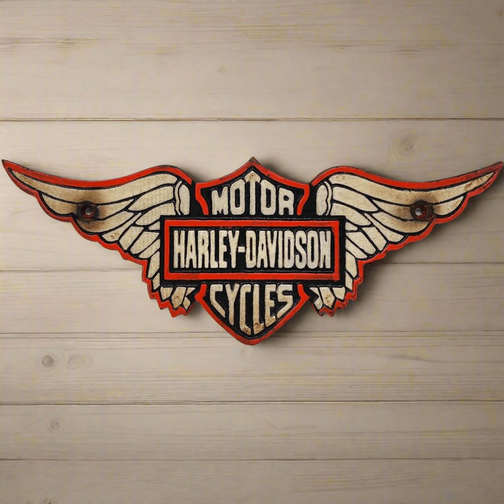 Motorcycle Wings Solid Cast Iron Plaque With Painted Antique Finish (15" x 6") - Jones Peak