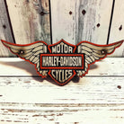 Motorcycle Wings Solid Cast Iron Plaque With Painted Antique Finish (15" x 6") - Jones Peak