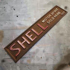 Shell 1946 Cast Iron Embossed Plaque With Painted Antique Finish (13.25" x 3") - Jones Peak