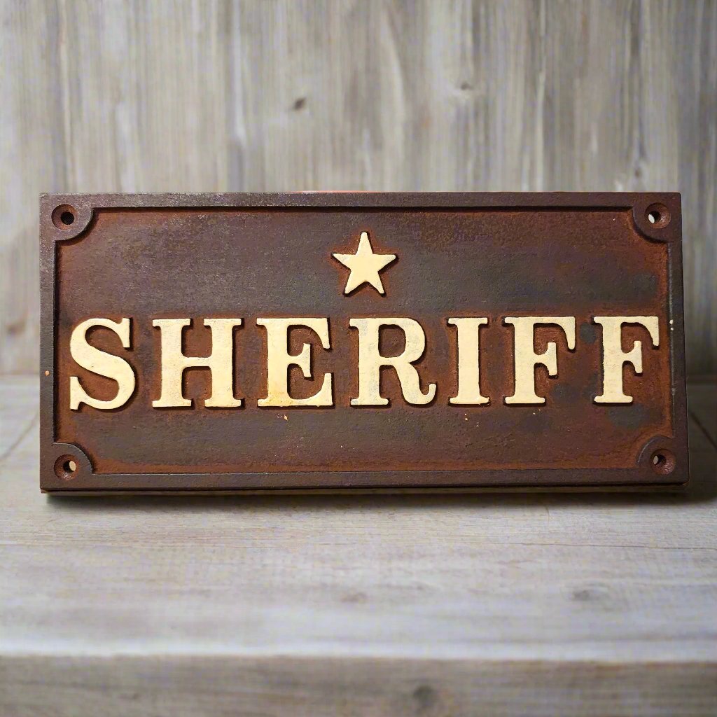 Sheriff Cast Iron Plaque With Antique Finish (7.75" x 3.5") - Jones Peak