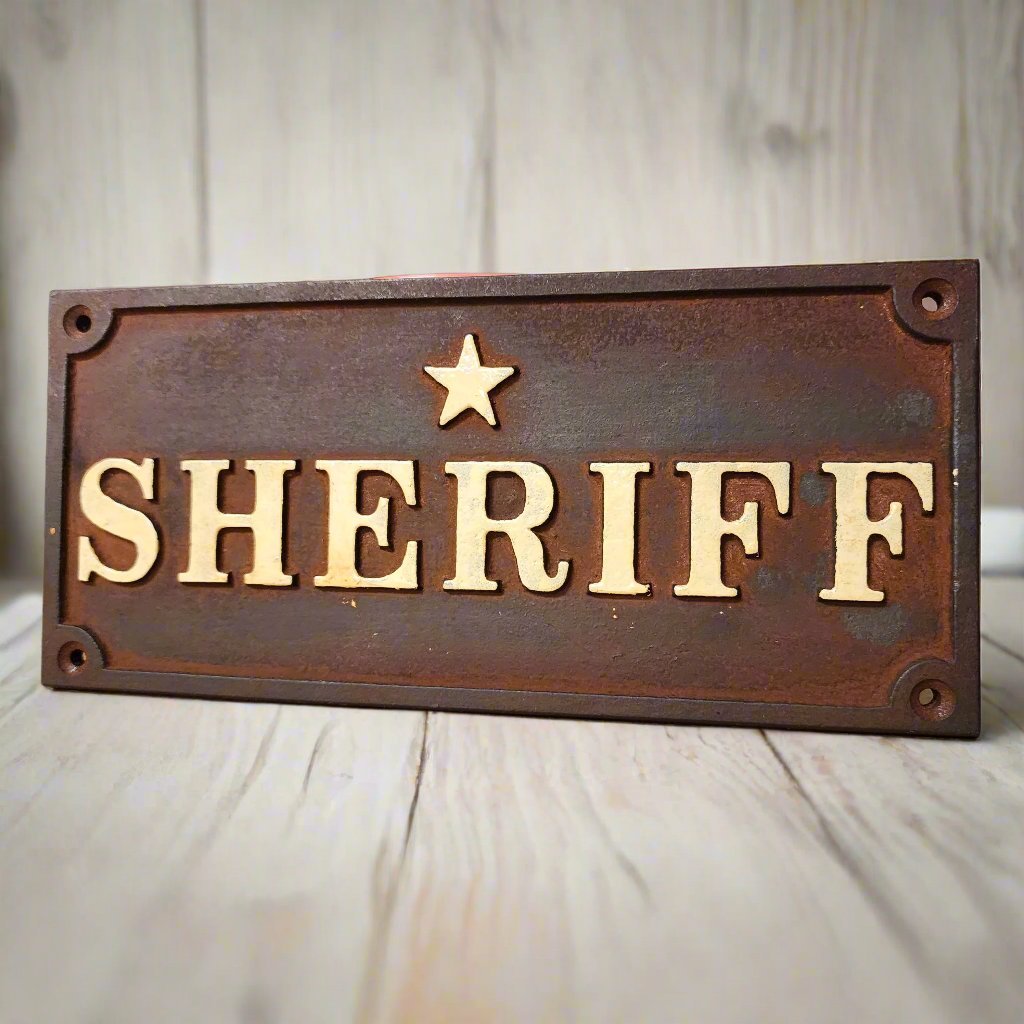 Sheriff Cast Iron Plaque With Antique Finish (7.75" x 3.5") - Jones Peak