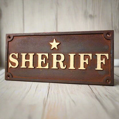 Sheriff Cast Iron Plaque With Antique Finish (7.75" x 3.5") - Jones Peak