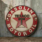 Texaco Motor Oil Cast Iron Plaque With Painted Antique Finish (8" Round) - Jones Peak
