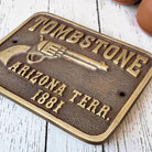 Tombstone Arizona Terr. Sold Brass Plaque With Antique Finish (4.25" x 3") - Jones Peak