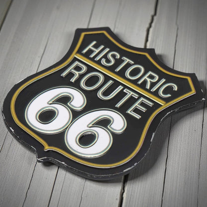 Route 66 Embossed Metal Magnet (2.25" x 2.25")