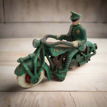 Champion Motorcycle Cast Iron with Painted Antique Finish (7“ x 4”) - Jones Peak