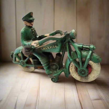 Champion Motorcycle Cast Iron with Painted Antique Finish (7“ x 4”) - Jones Peak