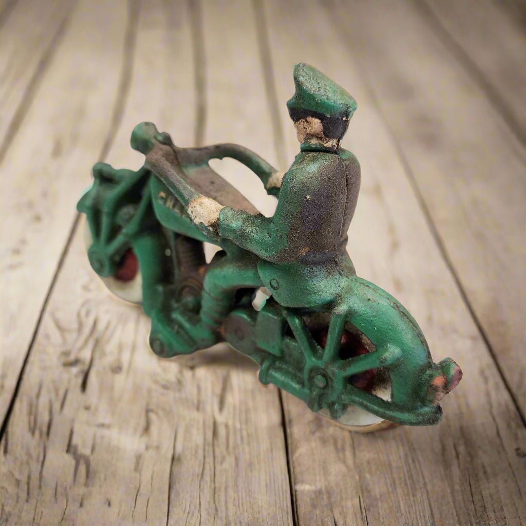 Champion Motorcycle Cast Iron with Painted Antique Finish (7“ x 4”) - Jones Peak