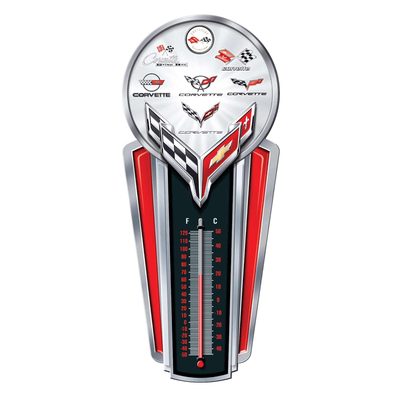 Chevrolet Corvette Logo Thermometer (17.5" x 7.5") - Jones Peak