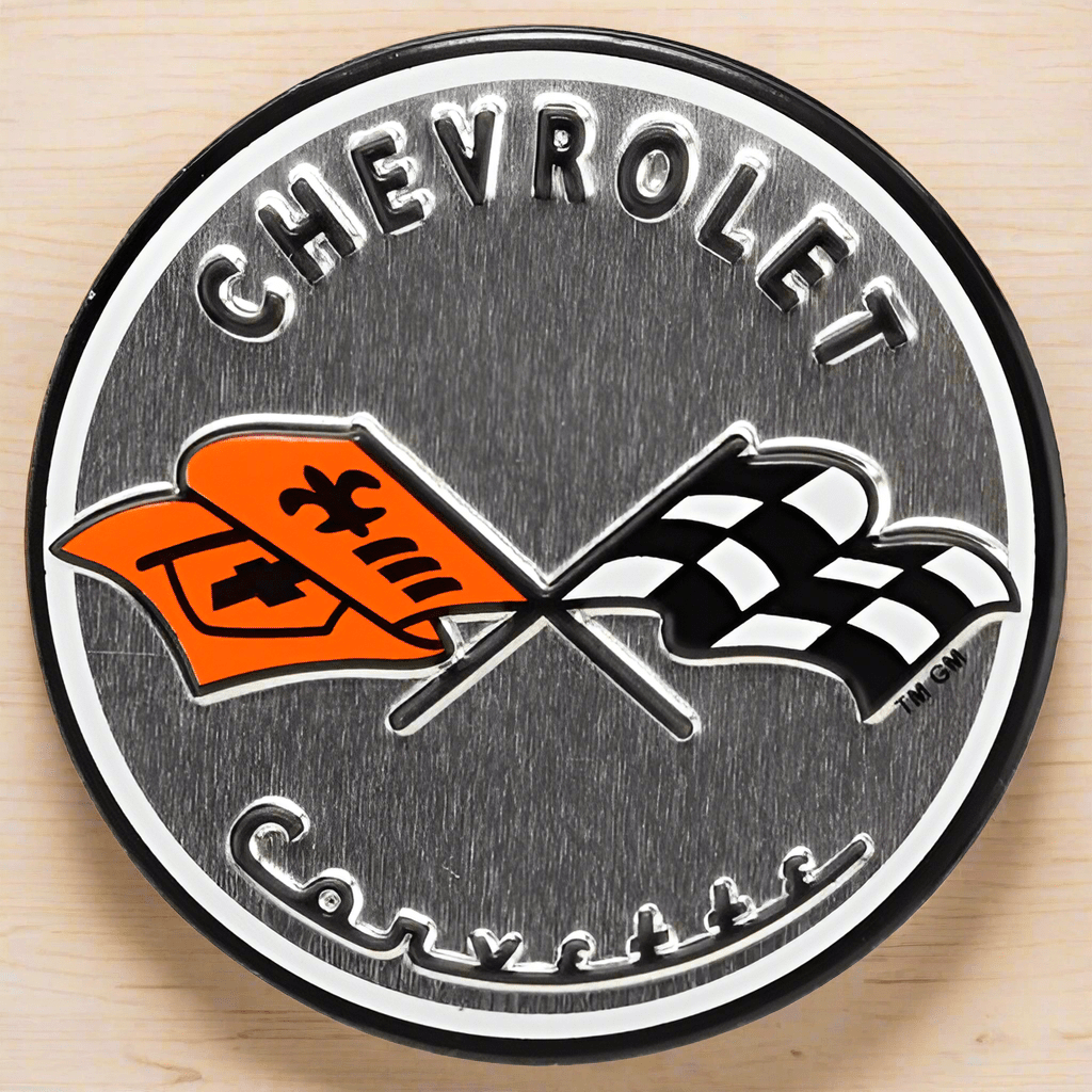 Chevrolet Corvette Round Embossed Metal Magnet (2.5" Round) - Jones Peak
