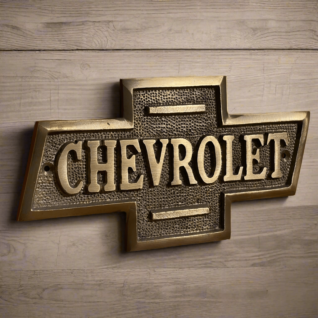 Chevrolet Solid Brass Embossed Plaque With Antique Finish (6.5" x 3.5") - Jones Peak