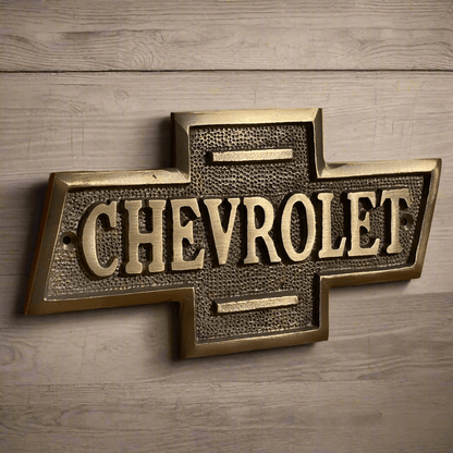 Chevrolet Solid Brass Embossed Plaque With Antique Finish (6.5" x 3.5") - Jones Peak