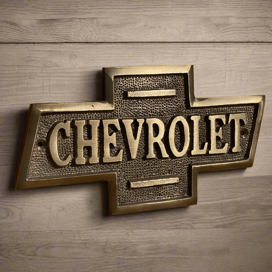 Chevrolet Solid Brass Embossed Plaque With Antique Finish (6.5" x 3.5") - Jones Peak
