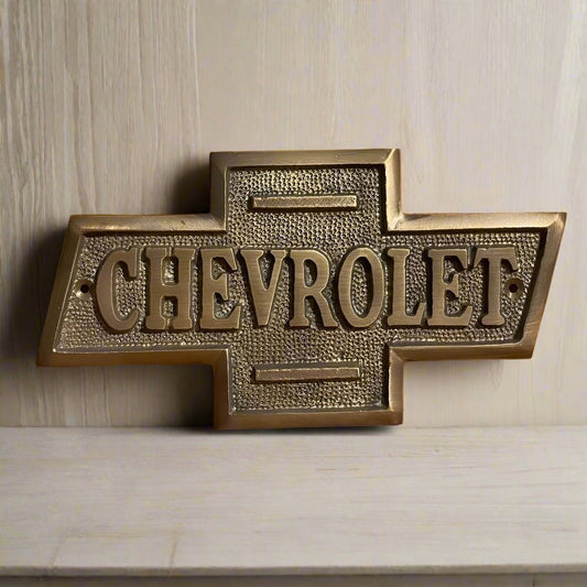 Chevrolet Solid Brass Embossed Plaque With Antique Finish (6.5" x 3.5") - Jones Peak