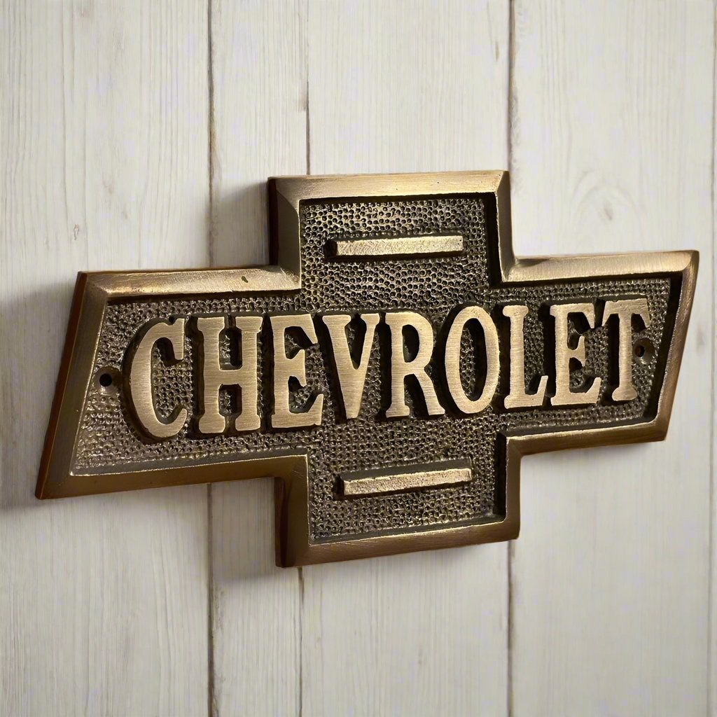 Chevrolet Solid Brass Embossed Plaque With Antique Finish (6.5" x 3.5") - Jones Peak