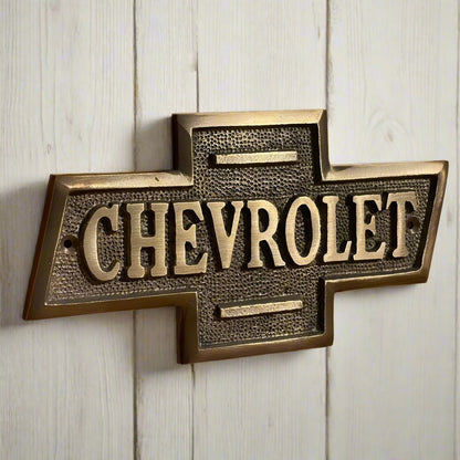 Chevrolet Solid Brass Embossed Plaque With Antique Finish (6.5" x 3.5") - Jones Peak