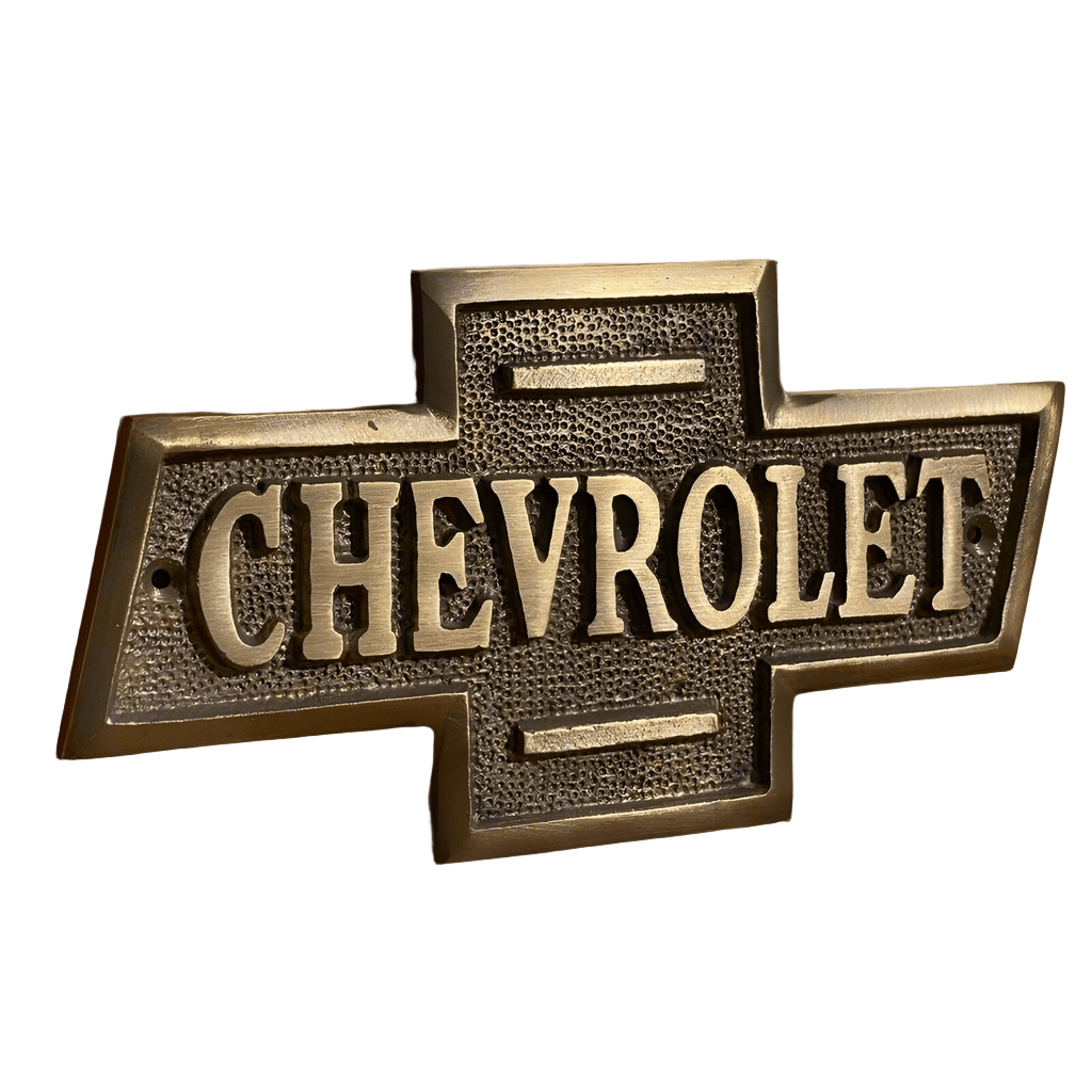 Chevrolet Solid Brass Embossed Plaque With Antique Finish (6.5" x 3.5") - Jones Peak