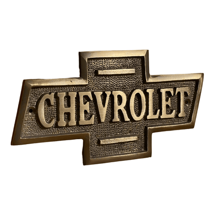 Chevrolet Solid Brass Embossed Plaque With Antique Finish (6.5" x 3.5") - Jones Peak