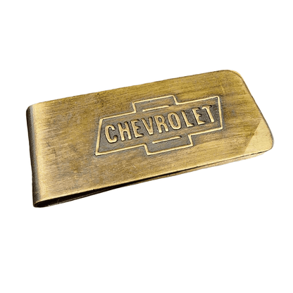 Chevrolet Solid Brass Money Clip With Raised Lettering & Antique Finish (2.25" x 1") - Jones Peak